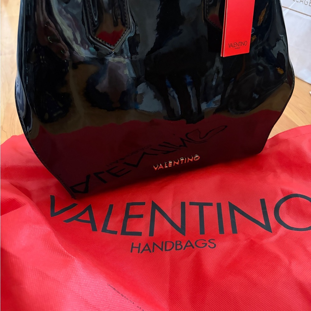 Mario Valentino Black Patent Tote